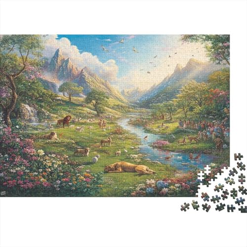 Paradieslandschaft Puzzles 1000pcs (75x50cm) Für Erwachsene Bergs Grasland Tiere Puzzlespiel Heimdekorations Puzzle von KWFYBEHZ
