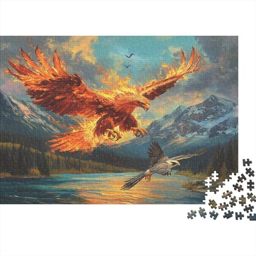 Puzzle 1000pcs (75x50cm),Puzzle Für Erwachsene,Puzzle Flamme Adler,with Bergs in The Background Puzzle Home Dekoration von KWFYBEHZ