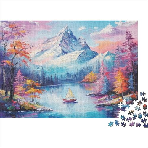 Puzzle 1000pcs (75x50cm) Erwachsene Schneebedeckte Berge Puzzle Damen Herren Holzbrett Präzisions-Interlocking Bunt Bäume von KWFYBEHZ
