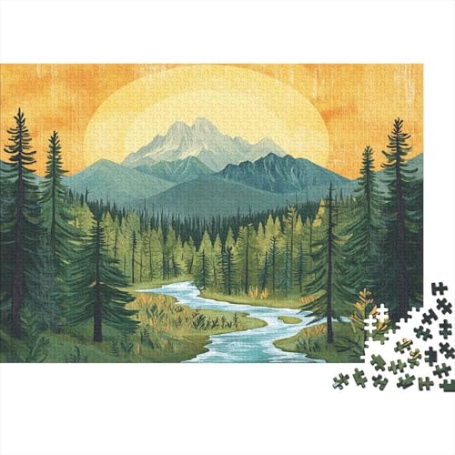 Puzzle Berge, Gipfel,1000pcs (75x50cm) Puzzle Für Erwachsene Ab 14 Jahren Pine Walds Puzzle Home Dekoration Puzzle von KWFYBEHZ