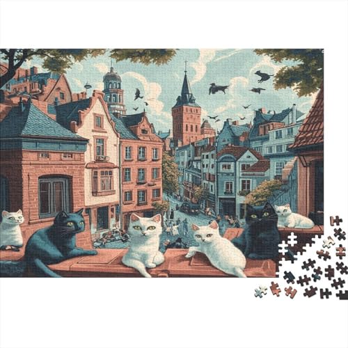 Puzzle Stadtzentrum,1000pcs (75x50cm) Puzzle Für Erwachsene Ab 14 Jahren Katze Puzzle von KWFYBEHZ