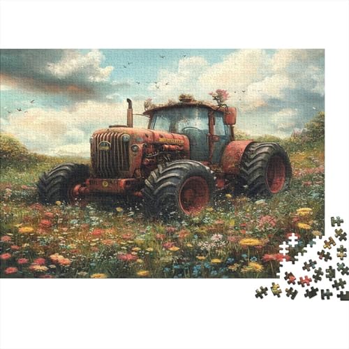 Puzzle Traktor-Blumen,1000pcs (75x50cm) Puzzle Für Erwachsene Ab 14 Jahren Puzzle von KWFYBEHZ