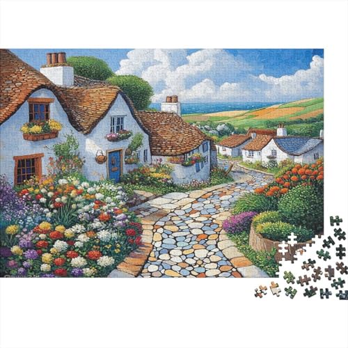 Puzzles 1000pcs (75x50cm) Für Erwachsene,Kleines englisches Dorf Puzzles Für Frauen Und Männer. Hochwertiges,präzises Ineinandergreifen Altes Kopfsteinpflaster von KWFYBEHZ