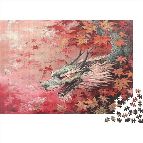 Puzzles 1000pcs (75x50cm) Für Erwachsene Ahornblatt, japanischer Drache Puzzles Für Erwachsene Puzzle-Lernspiele Pastellstil von KWFYBEHZ