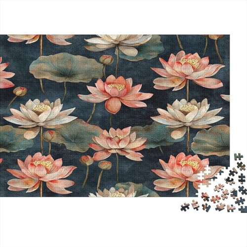 Puzzles 1000pcs (75x50cm) Für Erwachsene Lotus in Aquarell Puzzles Für Erwachsene Puzzle-Lernspiele Vintage-Stil von KWFYBEHZ