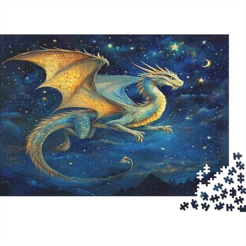 Puzzles Für Erwachsene 1000pcs (75x50cm) Beautiful Drache Puzzles Für Erwachsene Anspruchsvolles Spiel Nachthimmel und Sterne Heimdekorationspuzzle von KWFYBEHZ