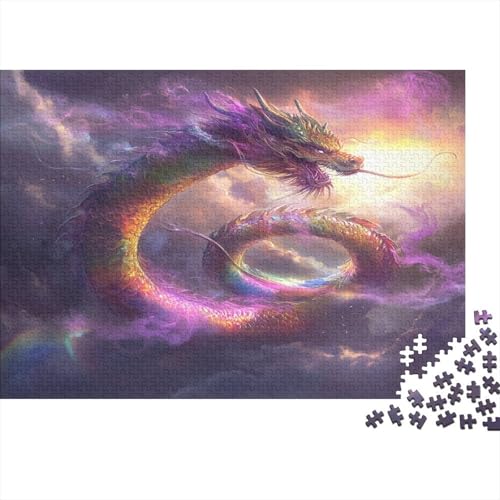 Puzzles Für Erwachsene 1000pcs (75x50cm) Chinese Drache Puzzles Für Erwachsene Anspruchsvolles Spiel Lila Rauch Heimdekorationspuzzle von KWFYBEHZ