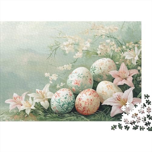 Puzzles Für Erwachsene 1000pcs (75x50cm) Frühlingslandschaft Puzzles Für Erwachsene Anspruchsvolles Spiel Schöne Lilien, gefärbtes Ei Heimdekorationspuzzle von KWFYBEHZ