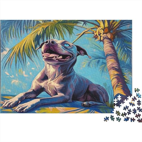 Puzzles Für Erwachsene 1000pcs (75x50cm) Graue BullHundge Puzzles Für Erwachsene Anspruchsvolles Spiel Palm Bäume Under Blauer Himmel Heimdekorationspuzzle von KWFYBEHZ