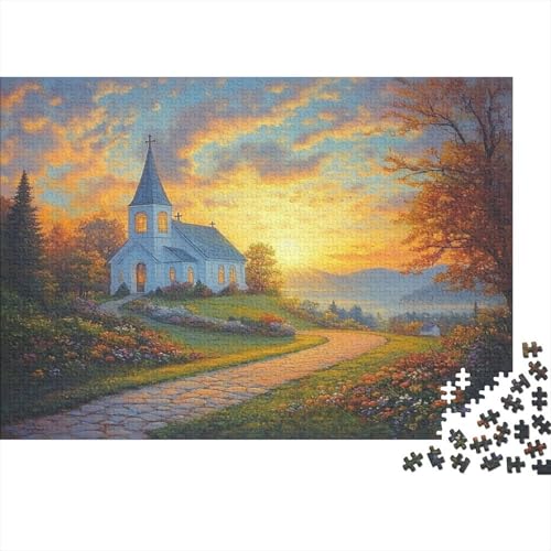 Puzzles Für Erwachsene 1000pcs (75x50cm) Kirche Puzzles Für Erwachsene Anspruchsvolles Spiel Sonnenaufgang Heimdekorationspuzzle von KWFYBEHZ