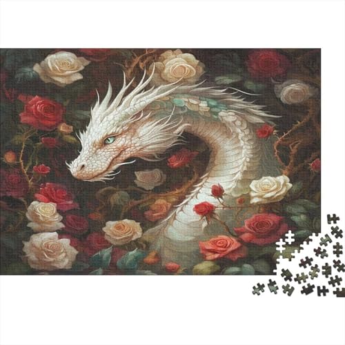 Puzzles Für Erwachsene 1000pcs (75x50cm) Leuchtender weißer Drache Puzzles Für Erwachsene Anspruchsvolles Spiel Rose Heimdekorationspuzzle von KWFYBEHZ