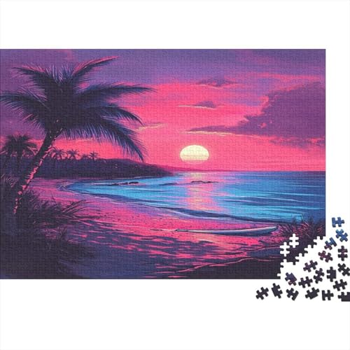 Puzzles Für Erwachsene 1000pcs (75x50cm) Neonfarbener Strand Puzzles Für Erwachsene Anspruchsvolles Spiel Sonnenaufgang Heimdekorationspuzzle von KWFYBEHZ