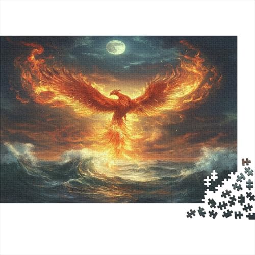 Puzzles Für Erwachsene 1000pcs (75x50cm) Phönix on The Waves Puzzles Für Erwachsene Anspruchsvolles Spiel Flammes Soaring Mond Heimdekorationspuzzle von KWFYBEHZ
