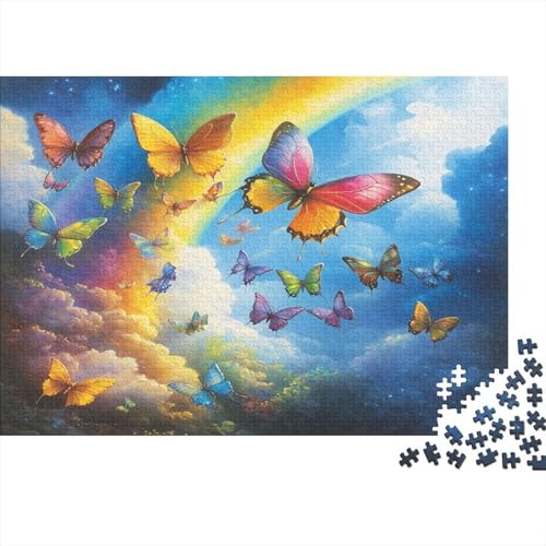 Puzzles Für Erwachsene 1000pcs (75x50cm) Regenbogen Puzzles Für Erwachsene Anspruchsvolles Spiel Regenbogen Schmetterling Heimdekorationspuzzle von KWFYBEHZ