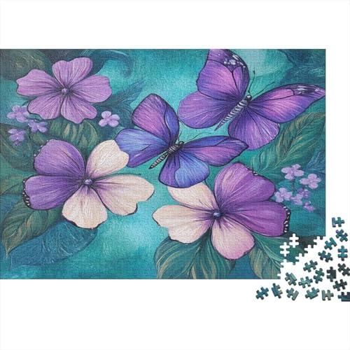 Puzzles Für Erwachsene 1000pcs (75x50cm) Schmetterling Dream Puzzles Für Erwachsene Anspruchsvolles Spiel Lila und Cyan Heimdekorationspuzzle von KWFYBEHZ