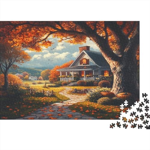 Puzzles Für Erwachsene Ab 1000pcs (75x50cm),Herbstmorgen Familienspiele Zum Lernen Beautiful Dorf Puzzles Für Erwachsener Und Teenager von KWFYBEHZ