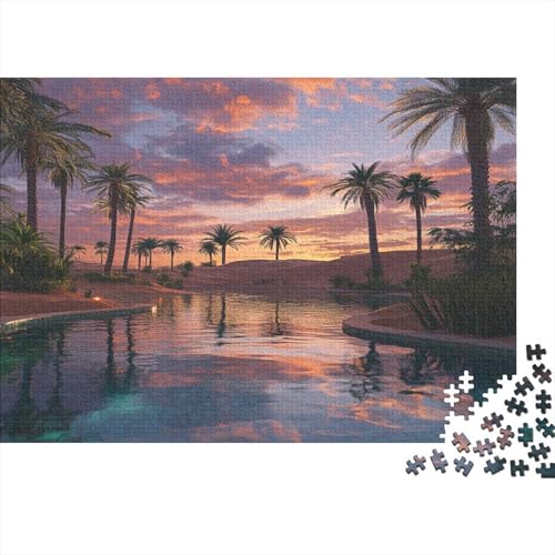 Wüstenoase bei Dämmerung Puzzle 1000pcs (75x50cm) Puzzles, Die Für Erwachsene Und Personen Ab 14 Jahren Geeignet Sind von KWFYBEHZ