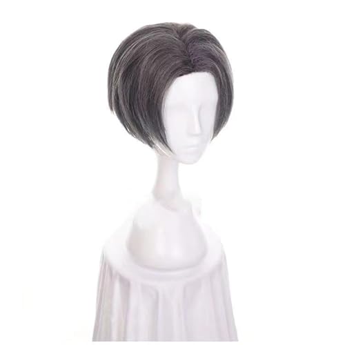 Anime-Cosplay-Perücke, Ace Attorney Miles Edgeworth Cosplay Perücke Dunkelgrau Verstellbar 28 Zoll Mit Perückenkappe von KXAOXGRC