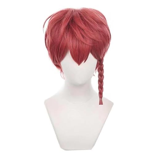 Anime-Cosplay-Perücke, Blaue Locke Kurona Ranze Rote Einzelzopf-Cosplay-Perücke mit Perückenkappe, 2 Stück von KXAOXGRC
