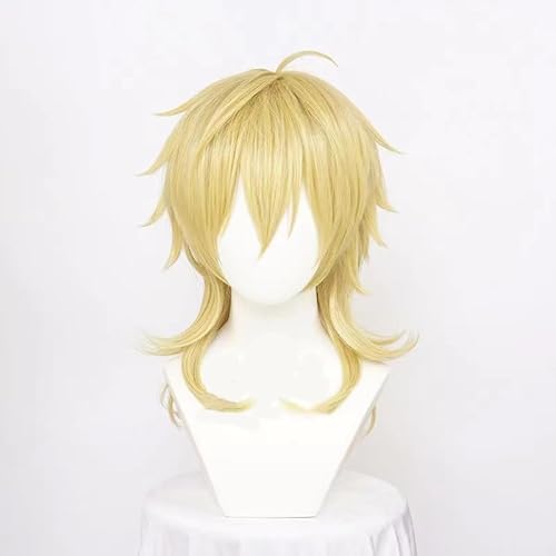 Anime-Cosplay-Perücke, Ensemble Stars Hakaze Kaoru Gelbe Cosplay-Perücke mit Kappe for Halloween-Partys und Konzerte von KXAOXGRC