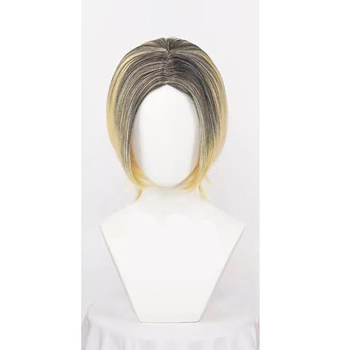 Anime-Cosplay-Perücke, Haikyuu Kozume Kenma Cosplay Perücke Golden Black Gradient Kurzes Haar mit kostenloser Perückenkappe von KXAOXGRC