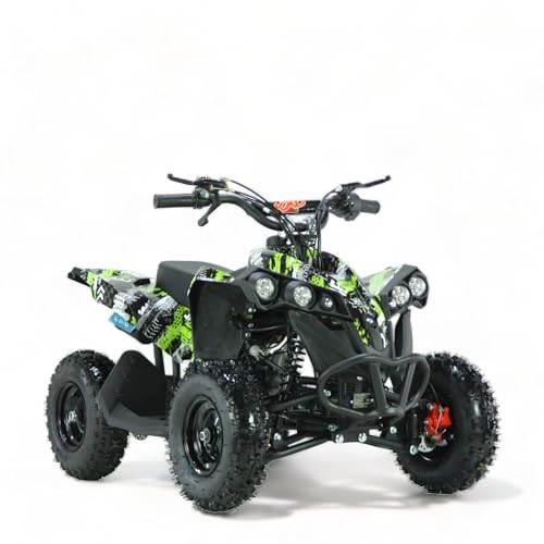KXD M3 E-Starter 6" 49ccm Quad Mini ATV Miniquad Benzinmotor Kinderquad Kinder Enduro Pocketquad Sportquad Jugendliche Freizeitfahrzeuge ATV Erwachsene Funsport Grafity Grün von KXD