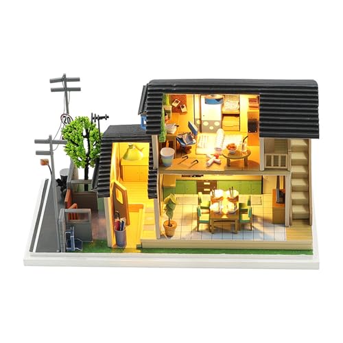 DIY Miniatur Puppenhaus 3D Japanische Private Garten Puppenhaus Modellbausatz mit Staubschutz und Beleuchtung, ein einzigartiges Geschenk für Erwachsene und Jugendliche von KXKJRYB