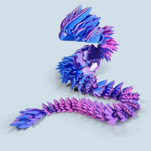 KXWDKJ 3D-Drachen, 3D-gedruckte Drachen für Zuhause, Büro, Dekoration, Schreibtisch-Spielzeug (60 cm, Laserblau-Violett) von KXWDKJ