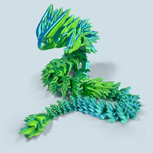 KXWDKJ 3D Drachen 3D Print Drache für Haus, Büro, Schreibtisch Dekoration, Spielzeug (45cm, Laser blaugrün) von KXWDKJ