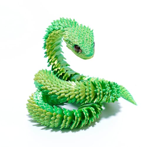 KXWDKJ 3D-Spielzeug, 3D-bedruckte Schlange mit künstlichen Augen, voll bewegliche Gelenke, für Zuhause, Büro, Bürodekoration, Schreibtischspielzeug (45 cm, Traumgrün) von KXWDKJ