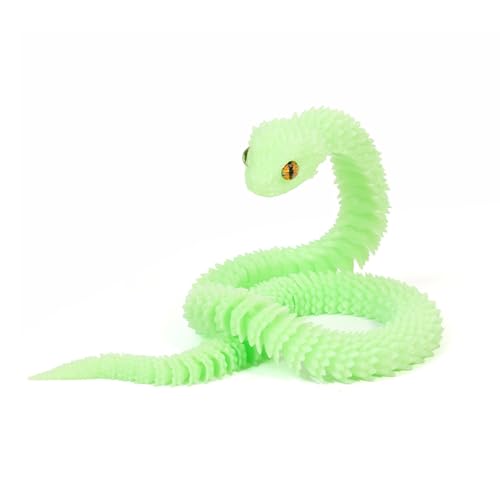 KXWDKJ 3D-Spielzeug, 3D-gedruckte Fidgets-Schlange, leuchtet im Dunkeln, Ganzkörper-Artikulation für Zuhause, Büro, Chef, Schreibtischdekoration (60 cm, grün) von KXWDKJ