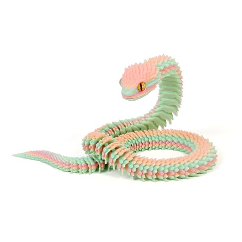 KXWDKJ 3D-Spielzeug, 3D-gedruckte Fidgets-Schlange, leuchtet im Dunkeln, Ganzkörper-Artikulation für Zuhause, Büro, Schreibtisch-Dekoration (45 cm, Regenbogen) von KXWDKJ