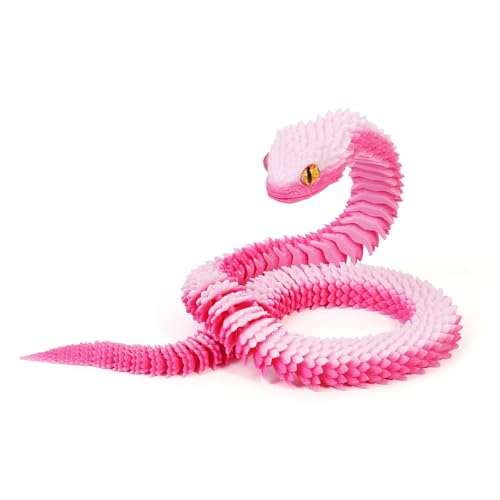 KXWDKJ 3D-Spielzeug, 3D-gedruckte Fidgetschlange, Ganzkörper-Artikulation für Zuhause, Büro, Schreibtisch, Dekoration (60 cm, rosa Farbverlauf) von KXWDKJ