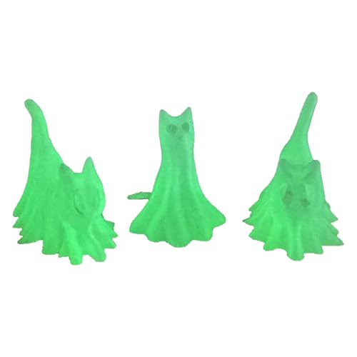 KXWDKJ 3D-Spielzeug: Taschenhaustiere: 3D-gedrucktes Geisterkätzchen, 3 Stück, für stimmungsvolle Halloween-Dekoration (Glow-in-The-Dark Green) von KXWDKJ