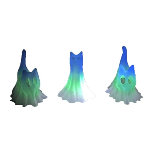 KXWDKJ 3D-Spielzeug: Taschenhaustiere: 3D-gedrucktes Geisterkätzchen, 3 Stück, für stimmungsvolle Halloween-Dekoration (Glow-in-The-Dark Rainbow) von KXWDKJ