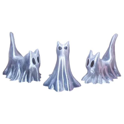 KXWDKJ 3D-Spielzeug: Taschenhaustiere: 3D-gedrucktes Geisterkätzchen, 3 Stück, für stimmungsvolle Halloween-Dekoration (White) von KXWDKJ