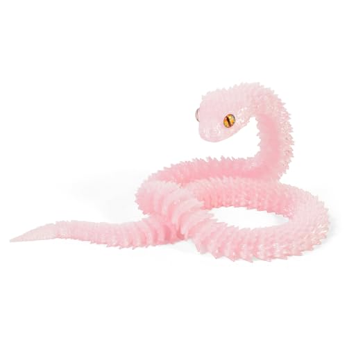 KXWDKJ 3D-Tiere, 3D-gedruckte Schlangen-Kristalltextur, voll bewegliche Gelenke für Zuhause, Büro, Chefschreibtisch, Dekoration (30 cm, Hellrosa) von KXWDKJ