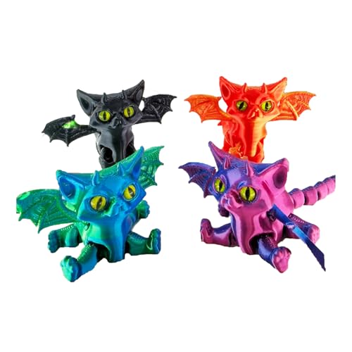 KXWDKJ 3D-Tiere, 3D-gedrucktes Spielzeug, Teufel und Engelskatzen für Halloween-Dekoration, schafft eine Atmosphäre (4-teiliges Set) von KXWDKJ