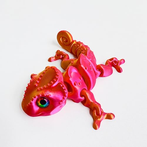 KXWDKJ 3D-Tiere, bewegliche Tiere, Chamäleon, 14 cm, für Zuhause, Büro, Chef, Schreibtisch, Dekoration, Laserrot von KXWDKJ