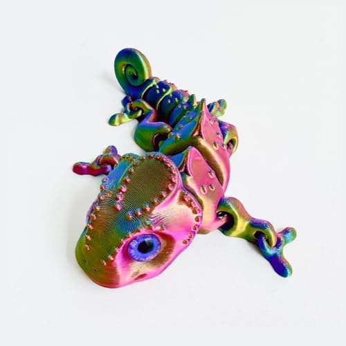 KXWDKJ 3D-Tiere, bewegliche Tiere, Chamäleon, 14 cm, für Zuhause, Büro, Chef, Schreibtisch-Dekoration (bunt 01) von KXWDKJ