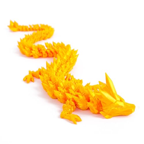 KXWDKJ 3D-gedruckte Drachen, 3D-gedrucktes Spielzeug für Zuhause, Büro, Dekoration, Schreibtischspielzeug (60 cm, Gelb) von KXWDKJ