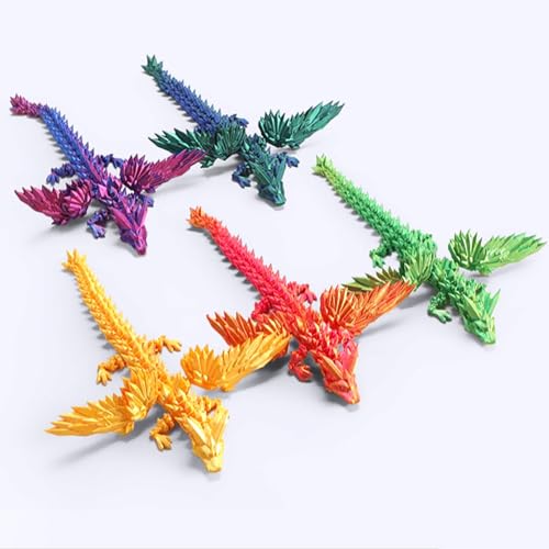 KXWDKJ 3D-gedruckte Fidgets, 3D-gedruckte Drachen mit Flügeln und langem Schwanz, 5 Stück, für Zuhause, Büro, Chefschreibtisch, Dekoration (20 cm) von KXWDKJ