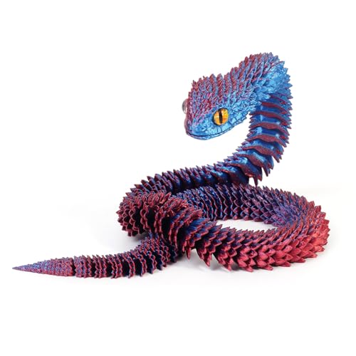 KXWDKJ 3D-gedruckte Fidgets, 3D-gedruckte Schlange, coole Laserfarbe, Ganzkörper-Artikulation für Zuhause, Büro, Chef, Schreibtischdekoration (30 cm, Rotblau) von KXWDKJ