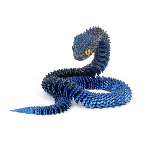 KXWDKJ 3D-gedruckte Fidgets, 3D-gedruckte Schlange, coole Laserfarbe, Ganzkörper-Artikulation für Zuhause, Büro, Chef, Schreibtischdekoration (45 cm, Blau-Schwarz) von KXWDKJ