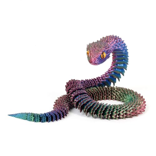 KXWDKJ 3D-gedruckte Fidgets, 3D-gedruckte Schlange, coole Laserfarbe, Ganzkörper-Artikulation für Zuhause, Büro, Chef, Schreibtischdekoration (60 cm, Rot, Blau, Grün) von KXWDKJ