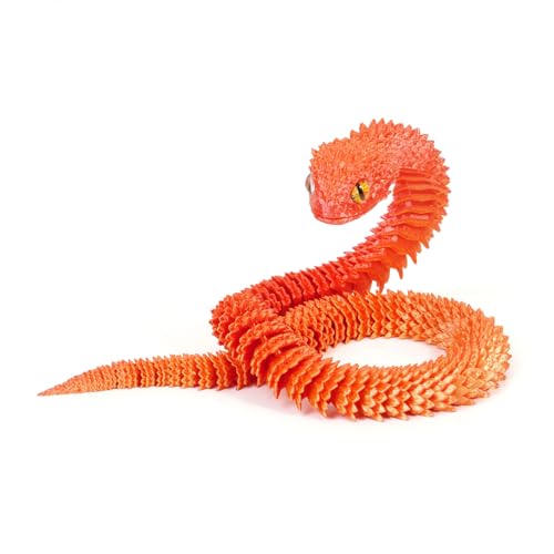 KXWDKJ 3D-gedruckte Fidgets, 3D-gedruckte Schlange, coole Laserfarbe, Ganzkörper-Artikulation für Zuhause, Büro, Chef, Schreibtischdekoration (60 cm, Rotgold) von KXWDKJ