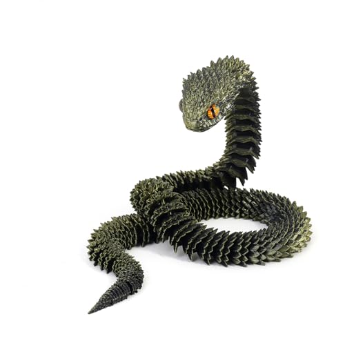 KXWDKJ 3D-gedruckte Fidgets, 3D-gedruckte Schlange, einfarbig, voll bewegliche Gelenke für Zuhause, Büro, Bürodekoration, Schreibtischspielzeug (45 cm, Dunkelbronze) von KXWDKJ