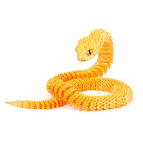 KXWDKJ 3D-gedruckte Fidgets, 3D-gedruckte Schlange, einfarbig, voll bewegliche Gelenke für Zuhause, Büro, Bürodekoration, Schreibtischspielzeug (45 cm, Seidengold) von KXWDKJ