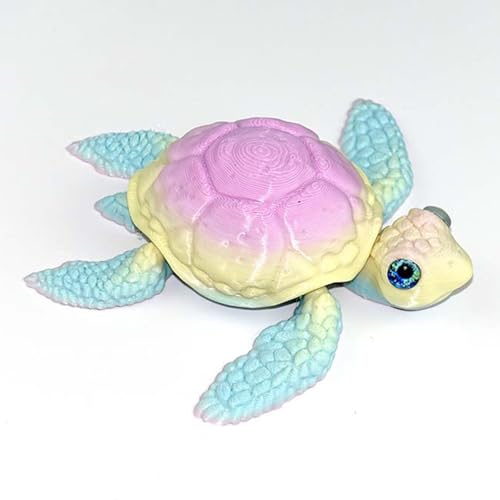 KXWDKJ 3D-gedruckte Fidgets, 3D-gedrucktes Spielzeug, Meeresschildkröte, PLA-Material für Zuhause, Büro, Chef, Schreibtisch, Dekoration, Aquarium, Landschaftsbau (Rainbow02) von KXWDKJ