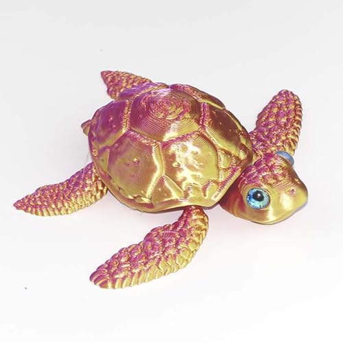 KXWDKJ 3D-gedruckte Fidgets, 3D-gedrucktes Tier, Meeresschildkröte, PLA-Material für Zuhause, Büro, Chef, Schreibtisch, Dekoration, Aquarium, Landschaftsbau (Lila-Gold) von KXWDKJ
